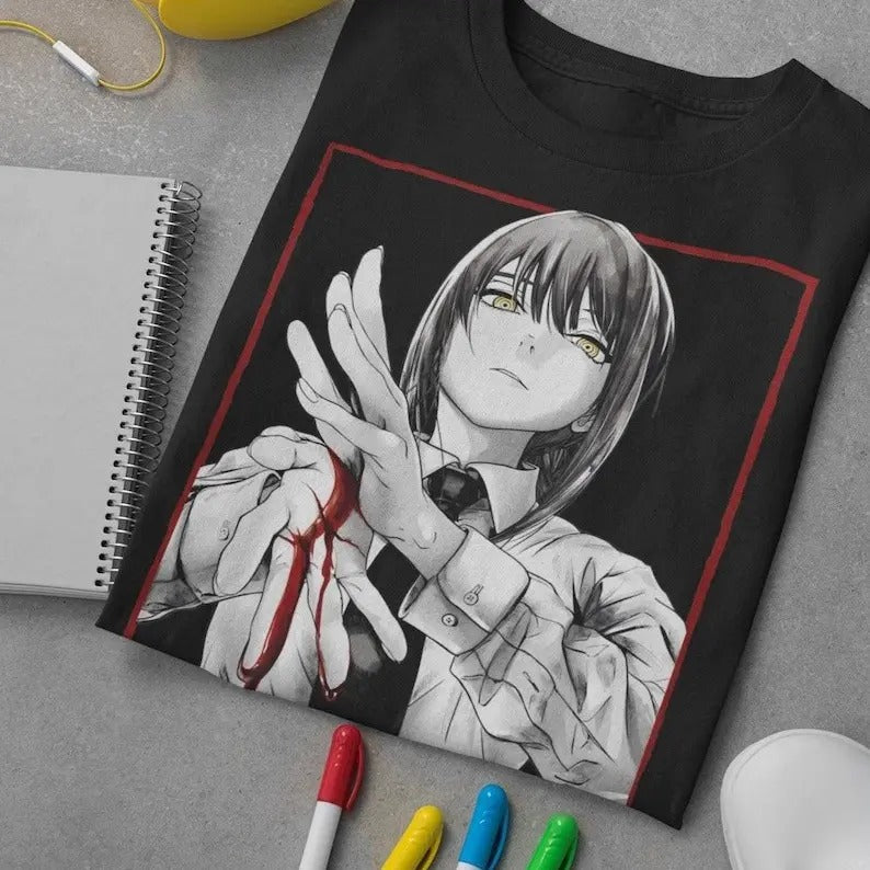 Bloody Hands Unisex Graphic Tee, Otaku Ropa Shirt, Edgy Goth Tshirt, Kawaii Girl Tee, Punk Shirt, Anime Shirt
