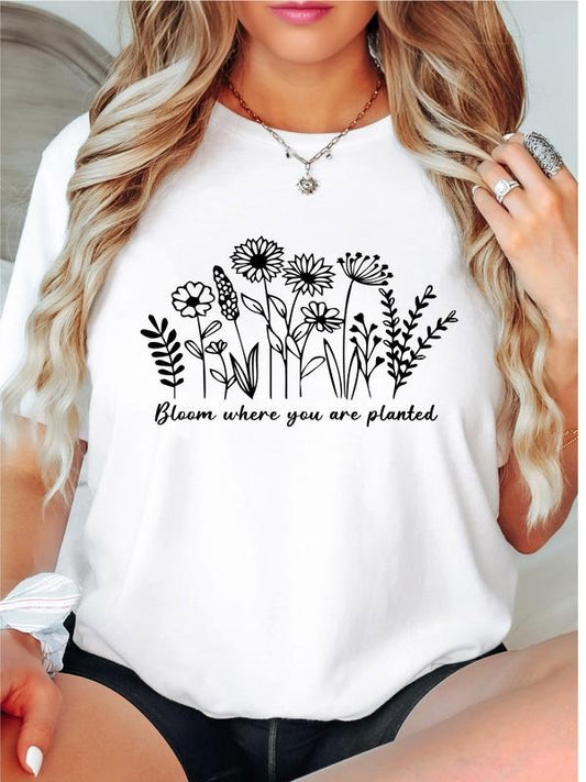 Bloom Where You Are Planted T-Shirt, Cute Wildflower Shirt, Plant Lover Tee, Gardening Gifts Tee, Religious Short Sleeve, Spring Vibes Shirt.