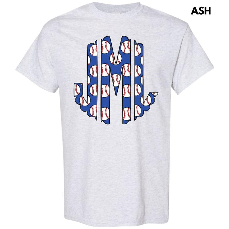 Blue Baseball Monogram Gildan Short Sleeve T-Shirt 'NLB'