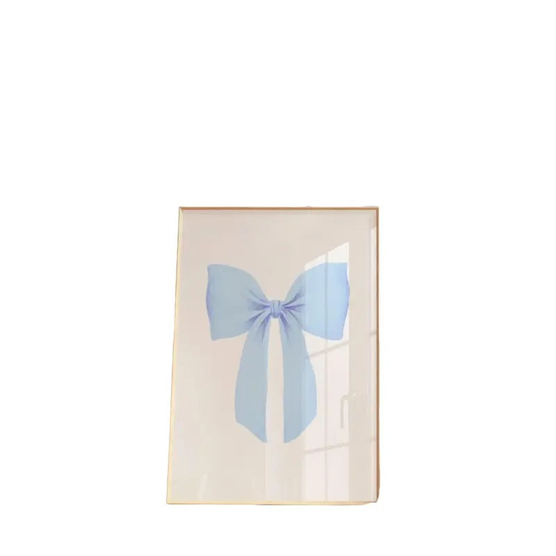 Blue Bow Print, Preppy Aesthetic Wall Art, College Apartment Decor, Neutral Nursery Wall Art Poster Prints No Frame,...