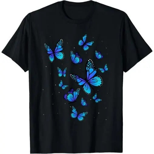 Blue Butterfly Art Garden Beautiful Butterflies T-Shirt Made in USA Hoodie, Sweatshirt | DripVista.com
