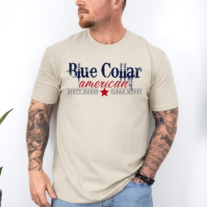 Blue Collar American, Dirty Hands, Clean Money, Dad, Father's Day, Husband, Guy Gift, Soft Style T-Shirt, Soft Style Tee,...
