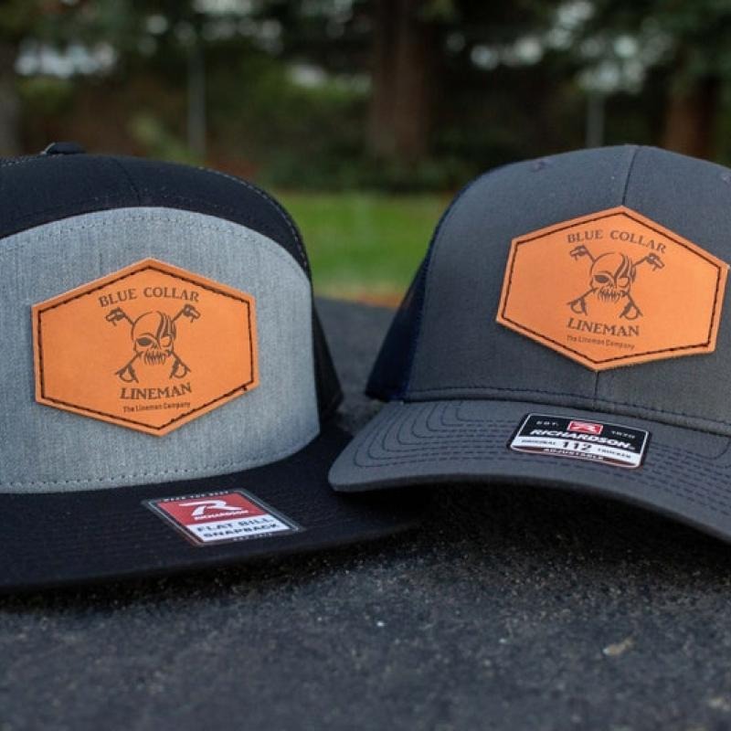 Blue Collar Lineman, leather Patch Hat, Journeyman Lineman Hat, Lineman Gift, Linewife, Lineman Hat, Blue Collar Lineman,...