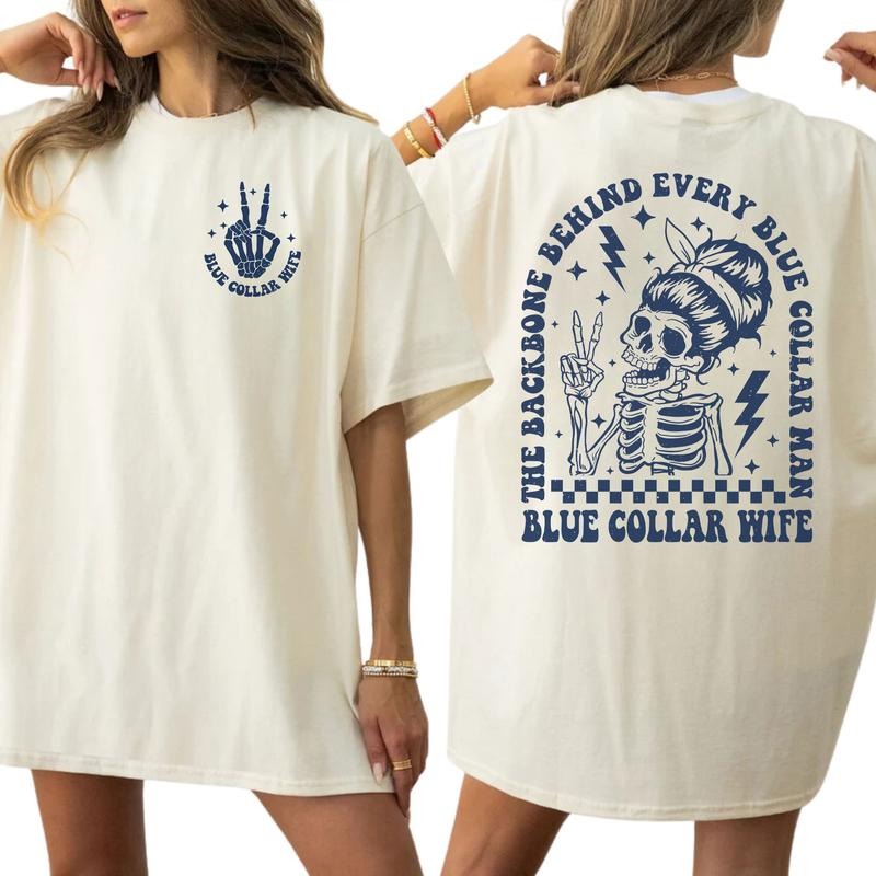 Blue Collar Wife Shirt, Blue Collar Wives Club Tee, Funny Wifey Shirt, Comfy Fabric Oversized Graphic Tee, Shirt For Wife