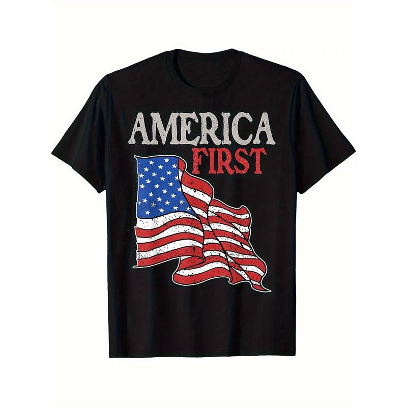 Men'WB shield Patriotic "America First" Vintage T-Shirt