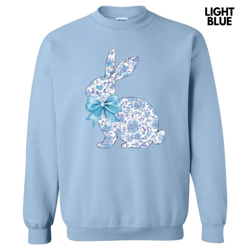 Blue Floral Easter Bunny Sweatshirt