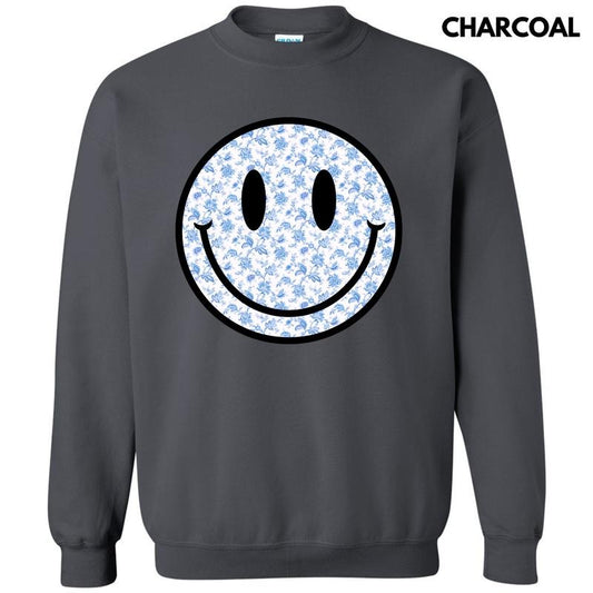 Blue Floral Happy Face Sweatshirt 'NLB'