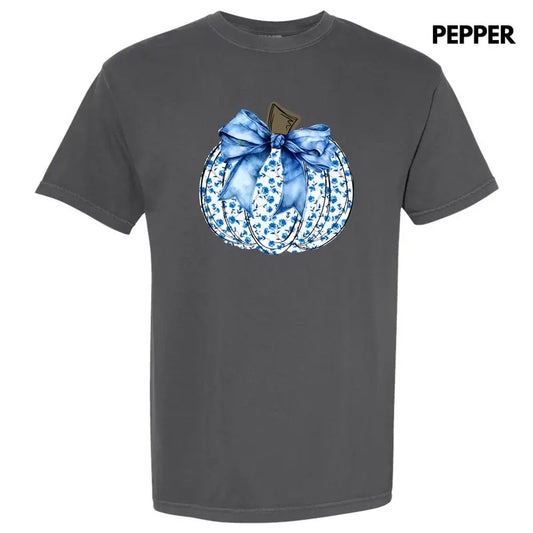 Blue Floral Pumpkin Comfort Colors T-Shirt 'NLB'