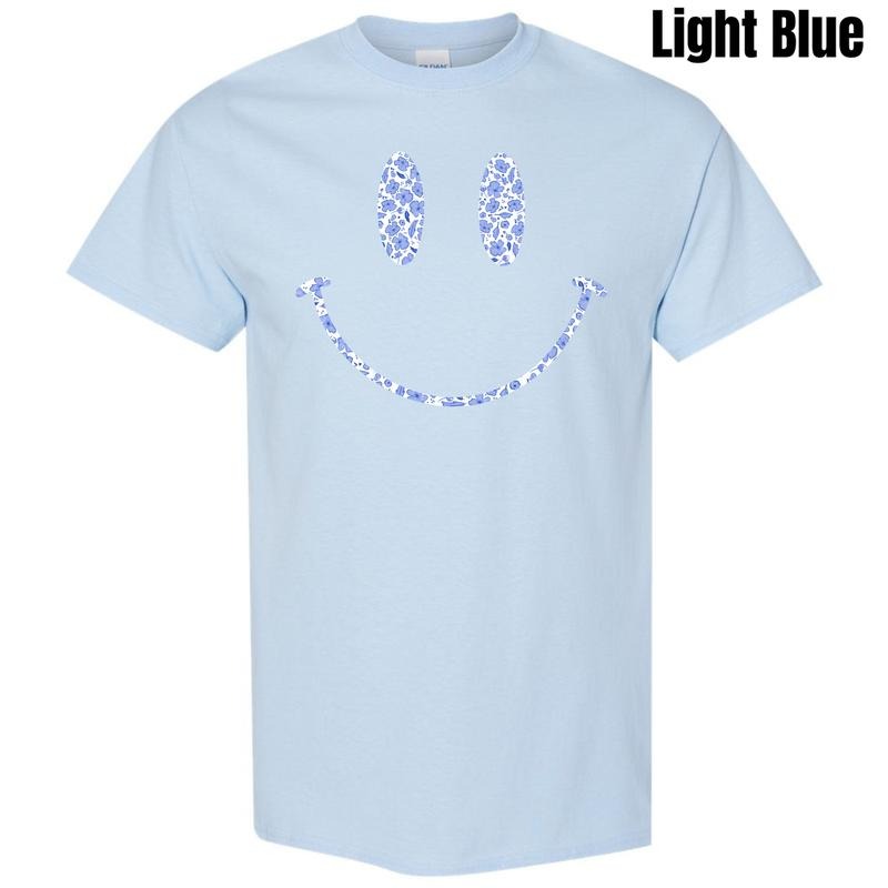 Blue Floral Smile  Gildan Short Sleeve T-Shirt 'NLB'