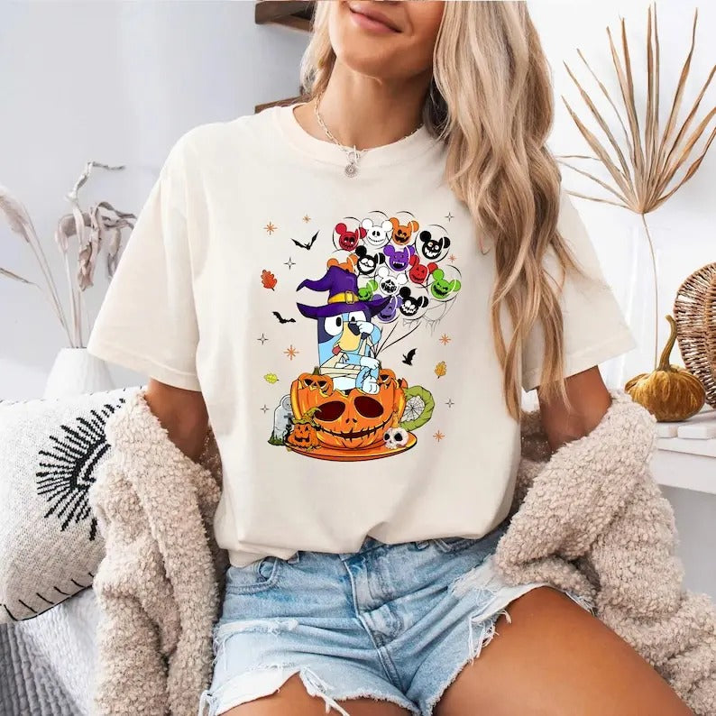 Blue Halloween Sweatshirt, Spooky Blue Shirt, Blue Family Halloween Tee, Cute Ghost Blue And Friends Hoodie, Witch Blue And Bingo Shirt