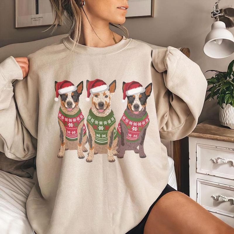 Blue Heeler Christmas Shirt, Dog Mom Christmas Sweatshirt, Cattle Dog XMAS Sweater, Pet Owner Christmas Crewneck Pullover