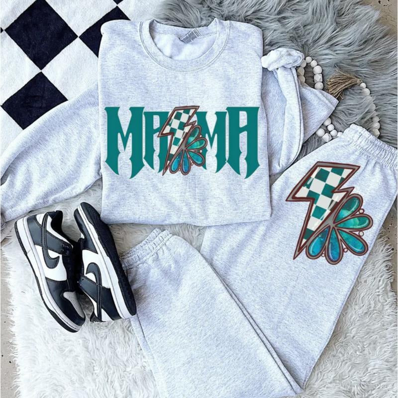 Blue Mama Bolt Sweat Set Sweatshirt and sweatpants, graphic tees women, western outfits women, western tops clothing,...