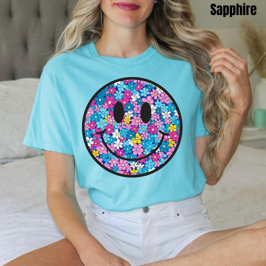 Blue Mix Happy Face Comfort Colors T-Shirt 'NLB'