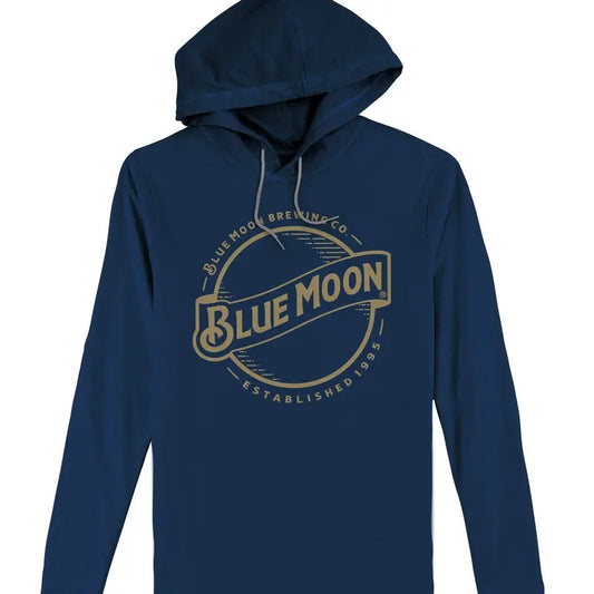 Blue Moon Gold Logo Hooded Jersey T-Shirt - Navy