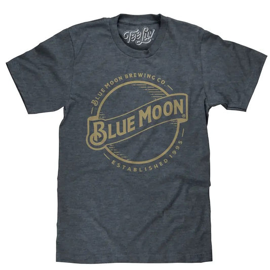 Blue Moon Gold Print Logo T-Shirt - Indigo