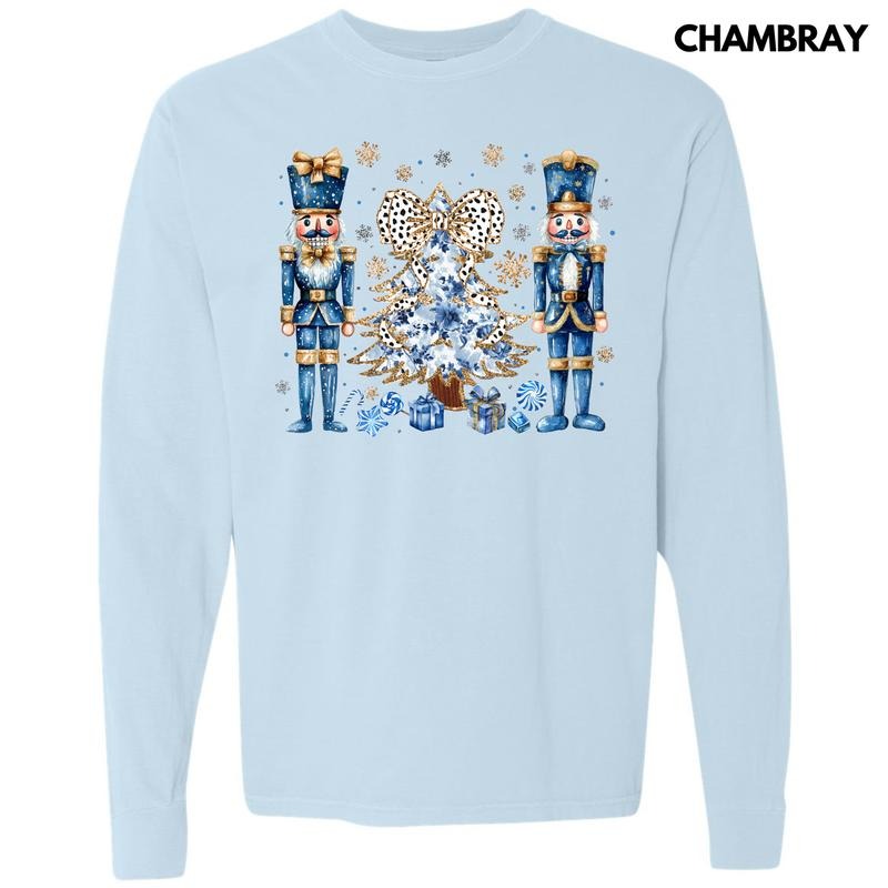 Blue Nutcracker Holiday Long Sleeve Comfort Colors T-Shirt 'NLB' Hoodie, Sweatshirt | DripVista.com