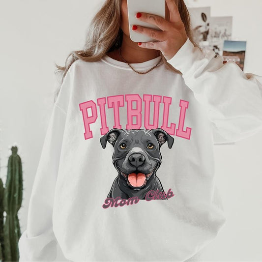 Blue Pitbull Mom Club Sweatshirt ~ Sweatshirt Unisex Apparel Relaxed Fit Printed in the USA Clothing Womenswear Casual and Comfortable