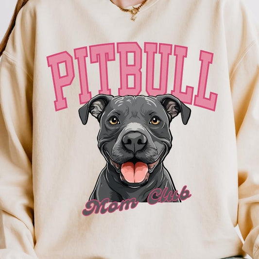 Blue Pitbull Mom Club Sweatshirt, Trendy Gift for Women, Personalized Dog Crewneck, Custom Presents