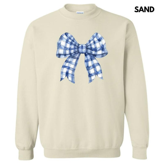 Blue Plaid Big Bow Sweatshirt 'NLB'