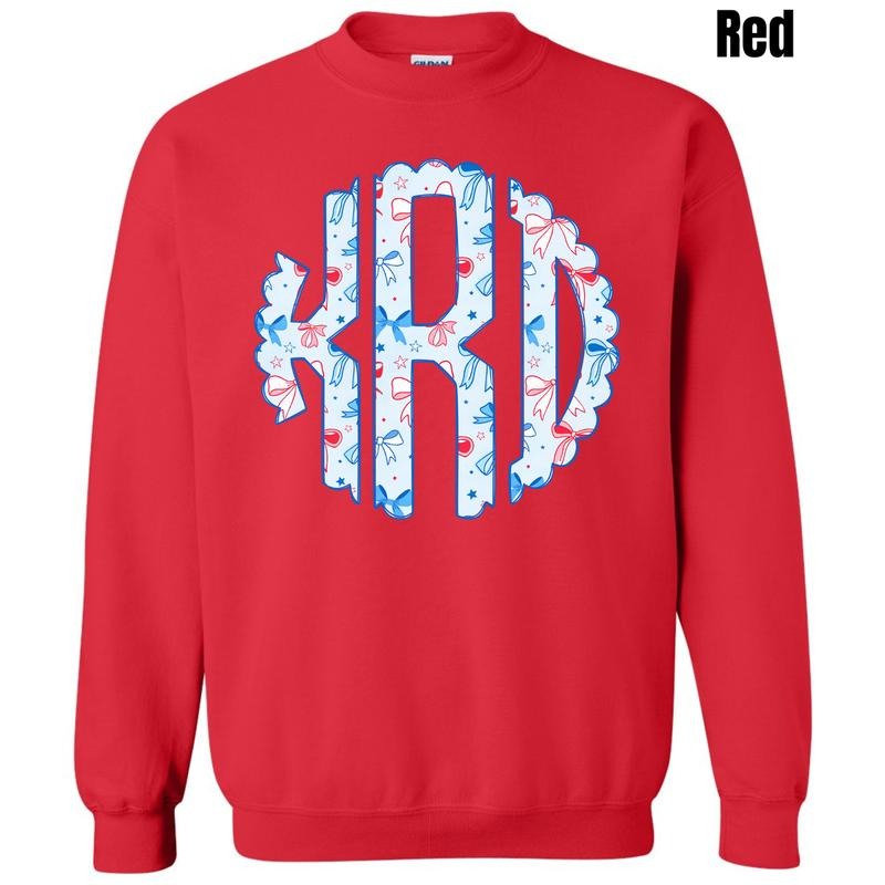 Blue USA Bows Monogram Sweatshirt 'NLB' T-Shirts, Hoodie | DripVista.com