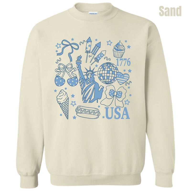 Blue USA Collage Sweatshirt 'NLB' T-Shirts, Hoodie | DripVista.com