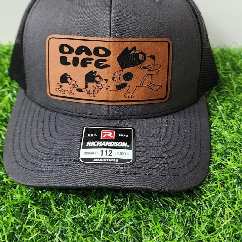 Blue dog Dad Life Leather Patch Hat - Father Hat, Dad Hat, Blue dog Hat - Center Patch T-Shirts, Hoodie, Sweatshirt
