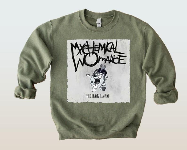 Blueey Muffin My Chemical Romance Sweatshirt, The Black Pawade Muffin Shirts, Fusion of alternative fashion and music culture, Embrace rebellion with iconic imagery.