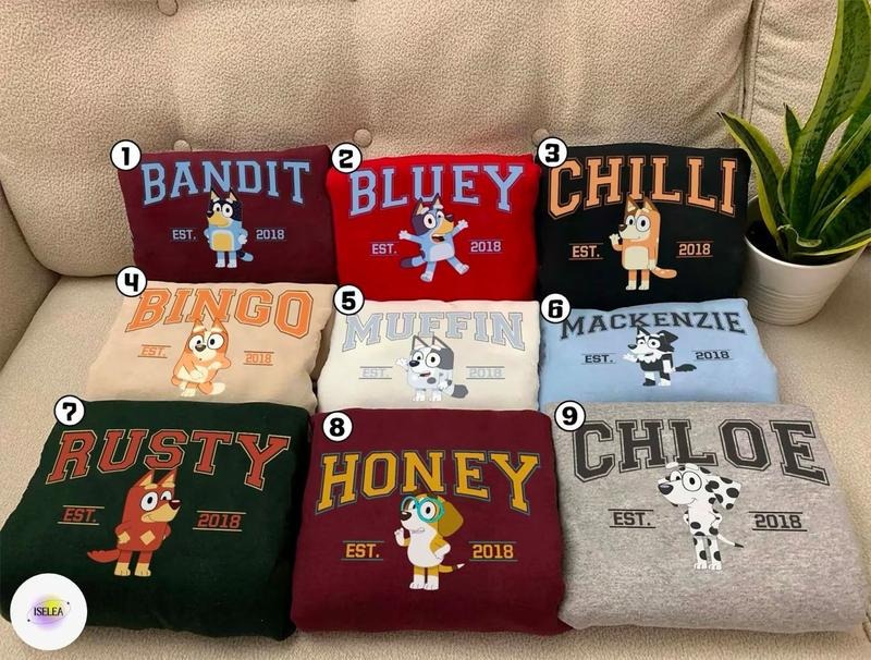 Bluey Heeler Shirt, Y2k Trending Sweatshirt, Bluey Characters Crewneck, Bluey Matching Shirt, Funny Bluey Shirt,...
