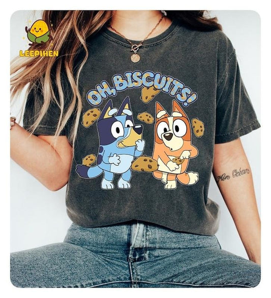 Bluey Oh Biscuits Shirt, Oh Biscuits, Mum Dad Bluey T-Shirt, Bingo shirt, Bluey friends shirt, Bluey Bingo Shirt, Blue Dog Shirt