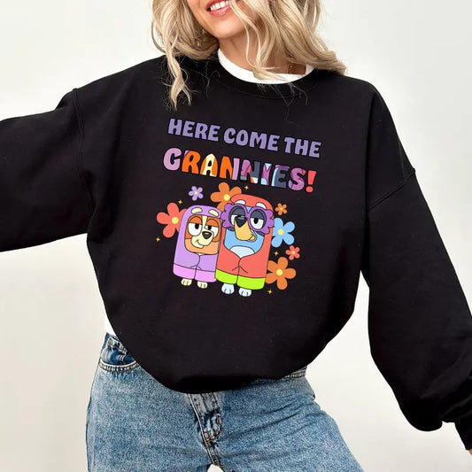 Bluey and Bingo Here Come The Grannies Flower Shirt | Bluey Sweater, Bluey And Bingo Shirt, Bluey T-Shirt, Bluey Shirt, Grandma Gift