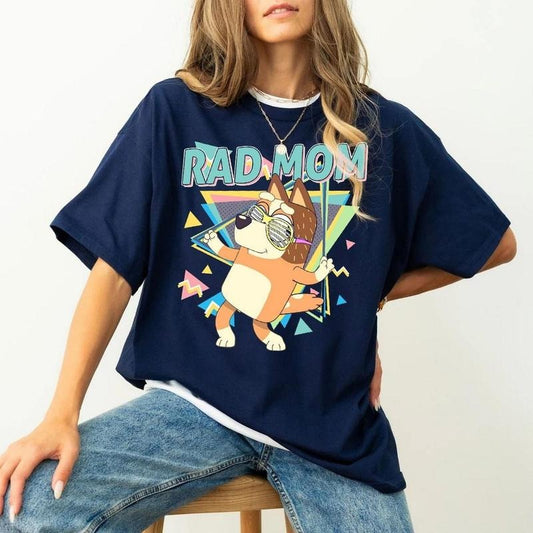 Blueyse Rad Mom T-Shirt DRG, Family T-Shirt Retro Chilli Heeler,  Birthday Party T-Shirt DRG, Chilli Mum T-Shirt Gift for Mom