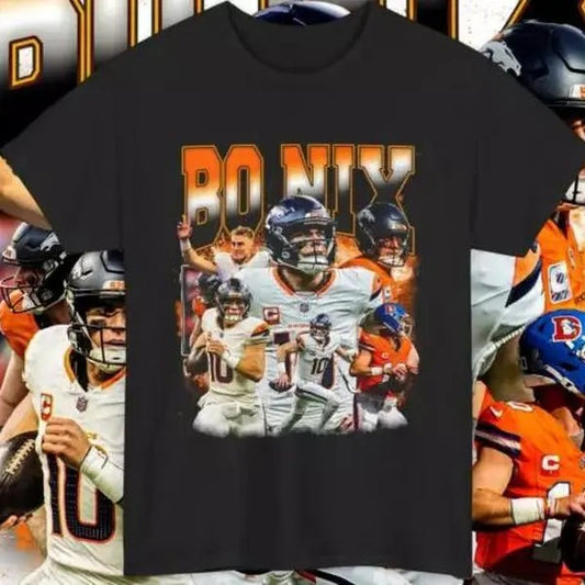 Bo-Nix T-Shirts Graphic Tee Vintage Denver Football Unisex, Apparel for Game Day, Gift for Football Fans
