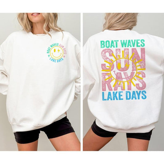 Boat Waves Sun Rays River Days Sweatshirt, Summer Sweatshirt, Retro Summer Sweatshirt, Hello Summer Sweatshirt, Beach Sweatshirt, Retro Summer Shirt