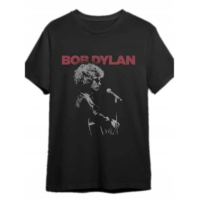 Bob Dylan patterned printed T-shirt, round neck, medium elasticity, regular style, suitable for men Gunpla brand...
