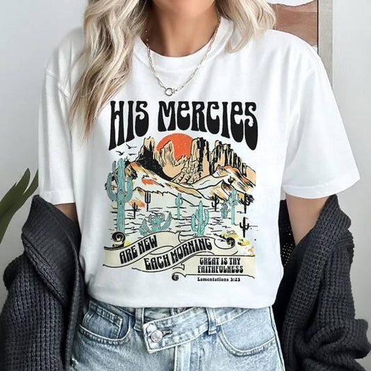 Boho Christian Bible Verse Jesus Apparel Faith Based His Mercies Are New Shirt Bible Verse shirt Religious Shirt, Jesus Shirt Christian Gift