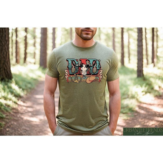 Boho Cow Skull Dad Shirt, Western Dad Shirt, Country Dada Shirt, Father's Day Shirt, Gift For Dad, Cowboy Dad T-Shirt, Dad Sweatshirt