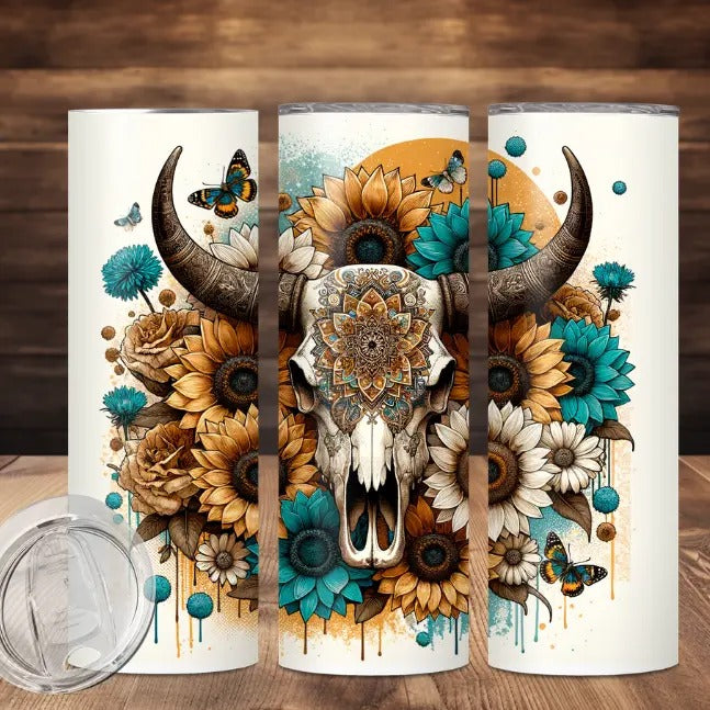Boho Cow Skull Sunflower Tumbler T-Shirts, Hoodie, Sweatshirt | DripVista.com