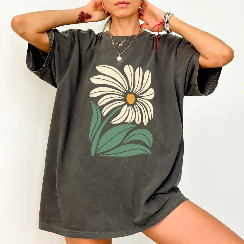 Boho Daisy Vintage Shirt, Botanical Flower Graphic Printed Tee, Retro Daisy Unhinged Shirt, Retro Daisy T-shirt, Daisy...