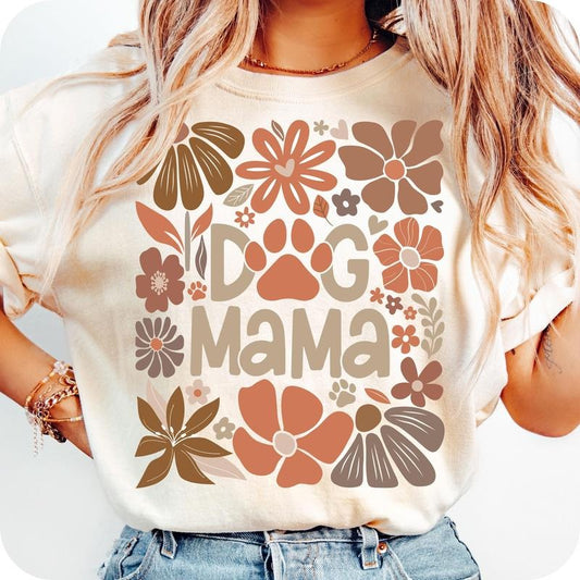 Boho Dog Mama Floral T-Shirt, Dog Mama T-Shirt, Dog Lover T-Shirt, Mom Life T-Shirt, Dog Coquette T-Shirt, Dog Mama Shirt T-Shirt, Dog Gifts
