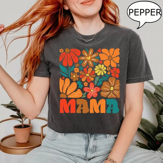 Boho Flower Mama T-Shirt, Floral Mama Shirt, Nature Lover Mama Gift, Gift For Mom, Mother's Day Gift, Mama Shirt, Top Womenwear