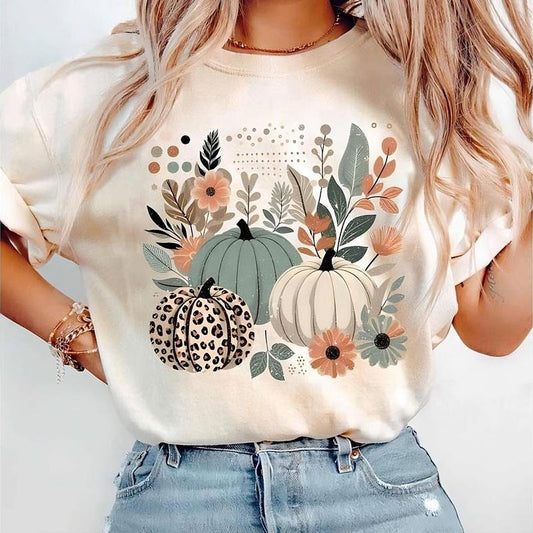 Boho Pumpkins Fall Tshirt, Leopard Pumpkin Boho Fall Shirt, Pumpkin Season Rustic Boho Tee, Trendy Fall Thanksgiving Autumn Vibes Shirt