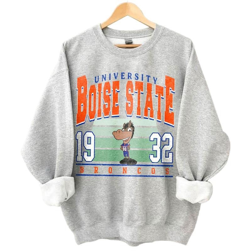 Boise State Vintage Football Sweatshirt, Boise State University Unisex Football
