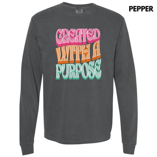 Bold Created With A Purpose Long Sleeve Comfort Colors T-Shirt 'NLB'