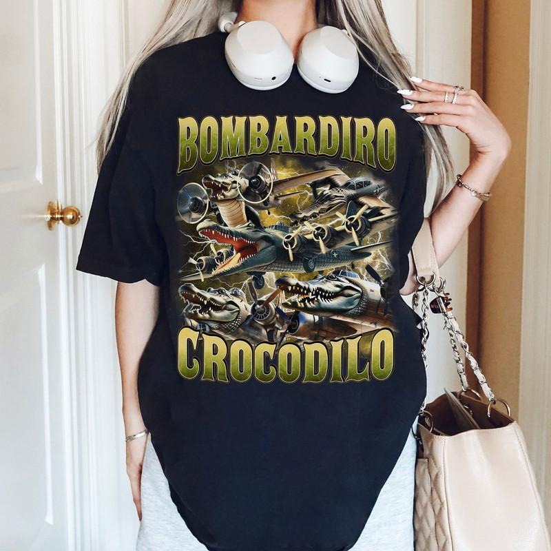 Bombardiro Crocodilo T-Shirt Italian Meme Funny Brainrot Graphic Tee