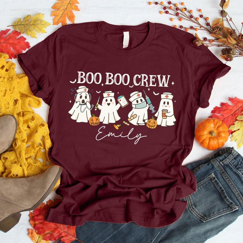 Boo Boo Crew Nurse Ghost Halloween T-Shirt for Women Personalized Cute Spooky Nurse Tee Hoodie, Sweatshirt | DripVista.com