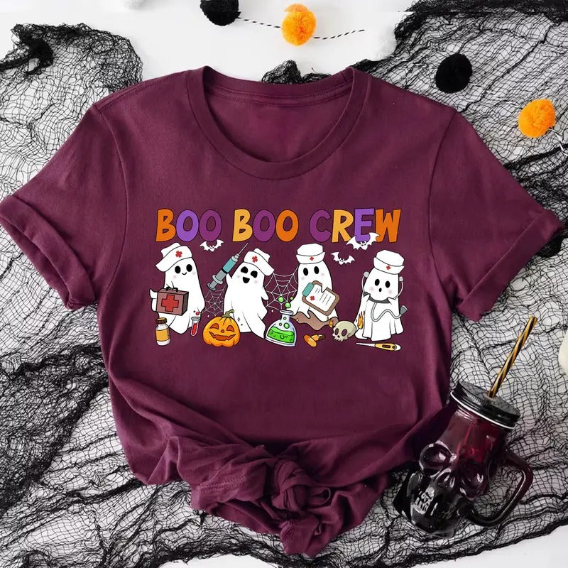 Boo Boo Crew Nurse T-shirt, Halloween Nurse Shirt, Ghost Tee, Halloween Party T shirt Hoodie, Sweatshirt | DripVista.com