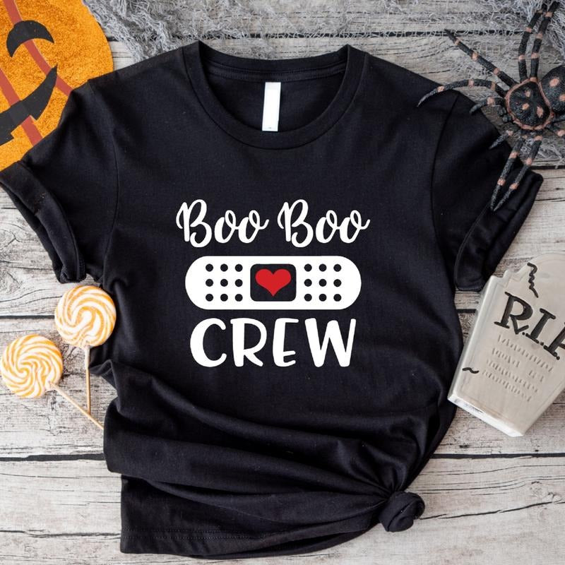 Boo Boo Crew T-Shirt, Nurse Halloween Party Gift Shirt, Matching Spooky Nurse Tee, Nursing School Party Tee.