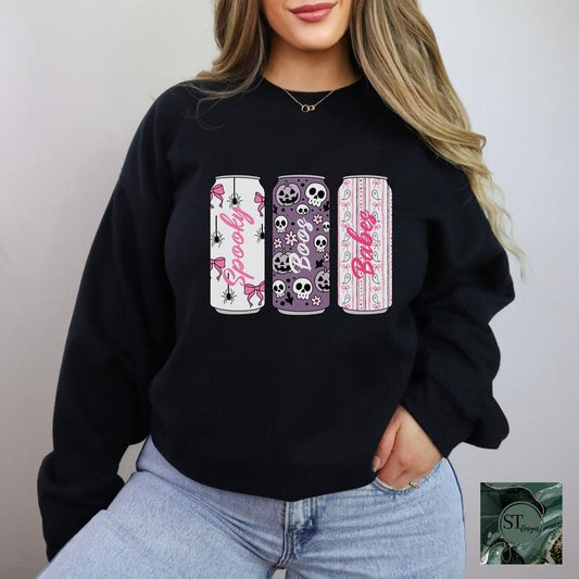 Boo Energy Drinks Women's Printed Long Sleeve Crew Neck Sweatshirt Lightweight Breathable Fabric Casual Autumn Tops