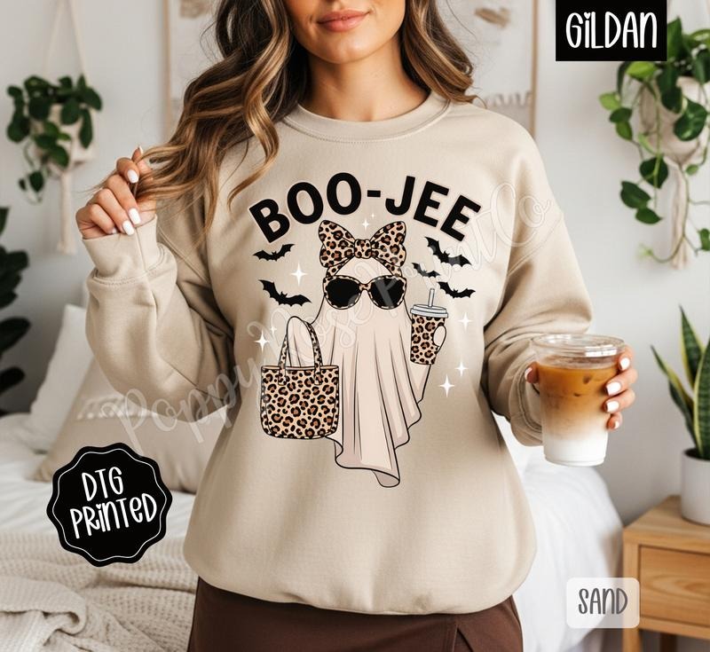 Boo-Jee Ghost Sweatshirt, Trendy Women's Halloween Crewneck