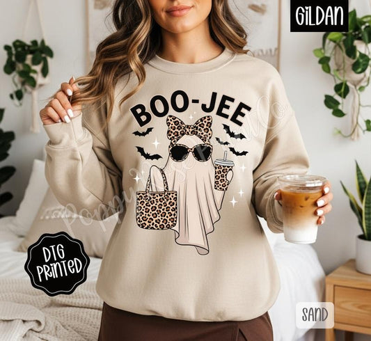Boo-Jee Ghost Sweatshirt, Trendy Women's Halloween Crewneck